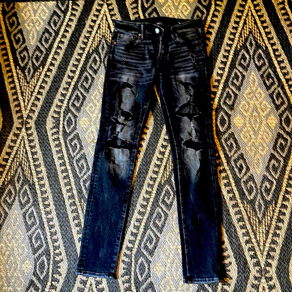 AE black distressed skinny jeans 30x34